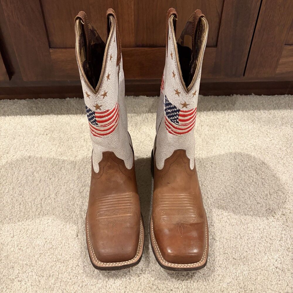 Ariat Women Patriot Crackled American Flag Western Cowboy Boots size 7B EU 37.5 - Picture 2 of 12